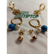 Stainles Steel TİPTOP/ Gold Renk 6'lı Küpe - Gold Renk 6'lı Halka Küpe Set