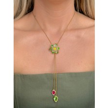 Youes Jewelry Idyllia Kolye Yeşil Çiçek Asansörlü Y Kolye