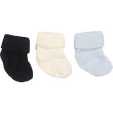 Bebegen Erkek Bebek Mavi Laci Ekru Kıvrık 3'lü Çorap 0-6 Ay