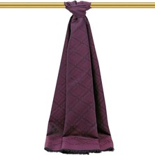 Bursa İpek Mor Zincir Desen Jakarlı Ipek Şal