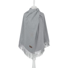 Bursa İpek Gri Düz Renk Kışlık Şal