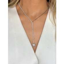 Youes Jewelry Çelik Zirkon Taşlı Su Yolu Y Kadın Kolye Gümüş Renk