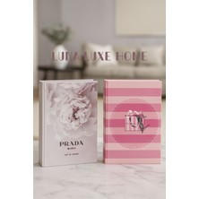 Luna Luxe Home 2'li Kitap Görünümlü Dekoratif Kitap Kutu Seti (Çiçek Desen)