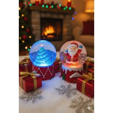 Home Dekor Hediye 2 Adet LED Işıklı 6,5 Cm yılbaşı Çam Ağacı & Noel Baba Kar Küresi Seti yeni Yılın En Güzel Hediyesi