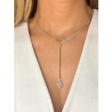 Youes Jewelry Çelik Zirkon Taşlı Su Yolu Y Kadın Kolye