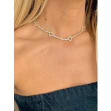 Youes Jewelry Çelik Dönmeyen Su Yolu Kolye Zirkon Taşlı Choker