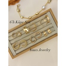 Youes Jewelry 6'lı Kadın Gold Küpe Seti