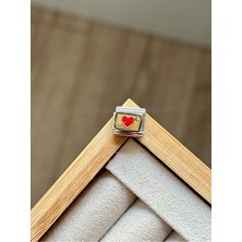 Youes Jewelry Italyan Charm Paslanmaz Çelik 9mm Charm Eki Link Kırmızı Kalpli Ok