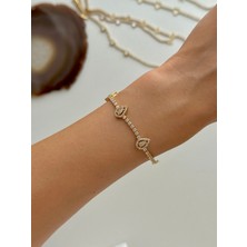 Youes Jewelry Gold Kadın Bileklik Çelik Minimal Su Yolu Zirkon Taşlarla Göz Alıcı