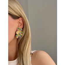 Youes Jewelry Çelik Çiçek Simli Lüx Küpe