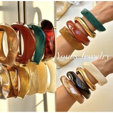 Youes Jewelry Reçine Kelepçe Bilezik, 1 Adet Fiyatıdır Kadın Bileklik