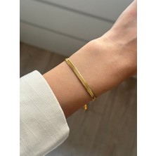Youes Jewelry 316L Çelik Unisex Italyan Zincir Bileklik Ezme Bileklik