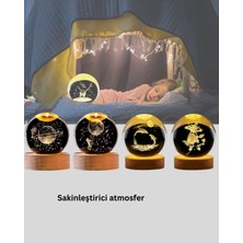 Tbl Dekor USB Bağlantılı Geyik Temalı Kristal Küre Premium Masa Gece Lambası
