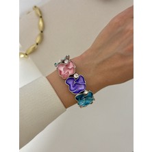 Youes Jewelry Çelik Renki Taşlı Silver Kadın Bileklik