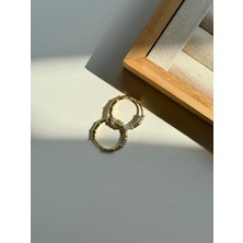 Youes Jewelry 316L Çelik 14 K Renk Mix Lüx Çift Renk Gold Silver Vıp Seri Premium Kadın Küpe