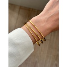 Youes Jewelry 316L Çelik Kadın Ince Düz Ajda Bilezik 3 Lü