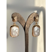 Youes Jewelry Gold Baget Taşlı Sallantılı Parlak Taşlı Lüx Küpe Beyaz Gold