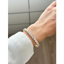 Youes Jewelry 316L Çelik Zirkon Taşlı Kalp Desenli Ayarlanabilir Bileklik
