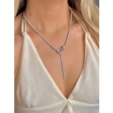 Youes Jewelry Çelik Dönmeyen Su Yolu Kolye Zirkon Taşlı Kolye
