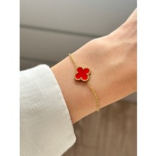 Youes Jewelry 316L Çelik Bileklik Kadın Bileklik Tek Yoncalı Çift Taraflı Bileklik
