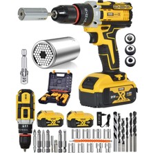Çelik Madren 5 Pilli Su Terazisi, Göstergeli, Şarjlı Vidalama Matkap ve Gator Grip Soket