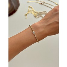 Youes Jewelry Çelik Minimal Su Yolu Gold Kadın Bileklik