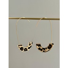 Youes Jewelry Çelik Leopar Desenli Süet Sallantılı Kadın Küpe