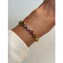 Youes Jewelry cm Lüx Premıum Kuyumcu Model Bileklik Renk Atmaz Kadın Bileklik Renkli Taşlı