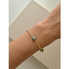Youes Jewelry Çelik Vip Nazar Boncuklu Taşlı Gold Kadın Bileklik Kadın