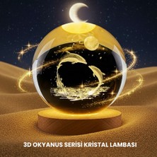 Tbl Dekor Yunus Temalı Kristal Küre USB Işıklı Ahşap Altlıklı Gece Lambası