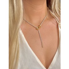 Youes Jewelry Çelik Dönmeyen Su Yolu Kolye Zirkon Taşlı Kolye