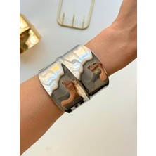 Youes Jewelry Çelik Kalın Kelepçe Bilezik Ayarlanabilir Kadın Erkek Unisex