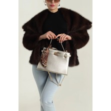 Clodi Stella Serisi - Golden Leopard Edit Fularlı Premium Kilitli El ve Omuz Çantası