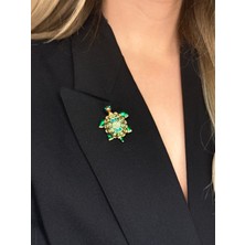 Youes Jewelry Çelik Kaplumbağa Taşlı Kadın Erkek Broş