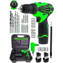 18V Bakır Sargılı Green Çift Akülü Vidalama Matkap Seti 24 Parça