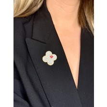 Youes Jewelry Çelik Yonca Taşlı Broş