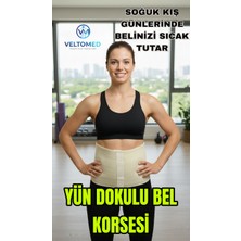 Veltomed Tüylü Yün Bel Korsesi ve Kuşağı Şık Destekleyici Ürün Rahatlık Destek ve Doğal Isı Koruması