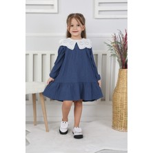 Canan Çakmak Kız Çocuk Yakası Dantel Detaylı Elbise