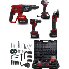 Kırmızı 4'lü Matkap Seti, Çok Amaçlı ve Dayanıklı Tasarım