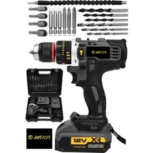 12V 1.5AH Çelik Darbeli Akülü Matkap ve Vidalama Seti Siyah