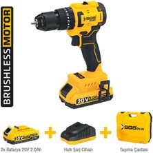 20V 2A Darbeli Matkap Vidalama Seti Çift Akülü Kömürsüz