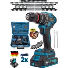 Şarjlı 980F Kömürsüz Metal Mandren Akülü Darbeli Matkap 10MM Blue