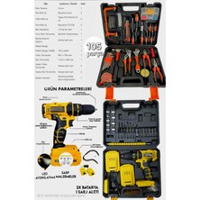Darbesiz Akülü Matkap ve 105 Parça Alet Seti Seti