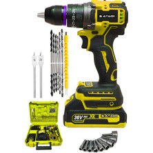 36V 5AH Çift Batarya Darbeli Matkap ve Vidalama Seti Red