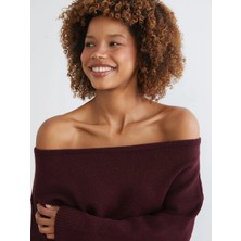 LC Waikiki Xsıde Bordo Kayık Yaka Kadın Triko Kazak
