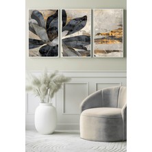 Gece Işığında Karanfil Dokusu 3’lü Kanvas Tablo