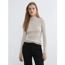 LC Waikiki Lcw Vision Ekru Yarım Balıkçı Yaka Kadın Triko Kazak