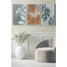 Sessiz Dokulu Yapraklar 3’lü Kanvas Tablo