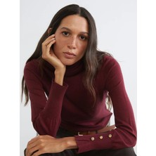 LC Waikiki Lcw Vision Bordo Balıkçı Yaka Kadın Triko Kazak