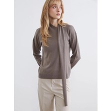 LC Waikiki Lcw Vision Bej Şal Yaka Kadın Triko Kazak